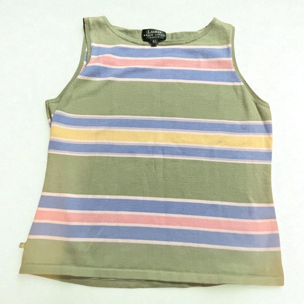 Ralph Lauren Olive Striped Tank Top